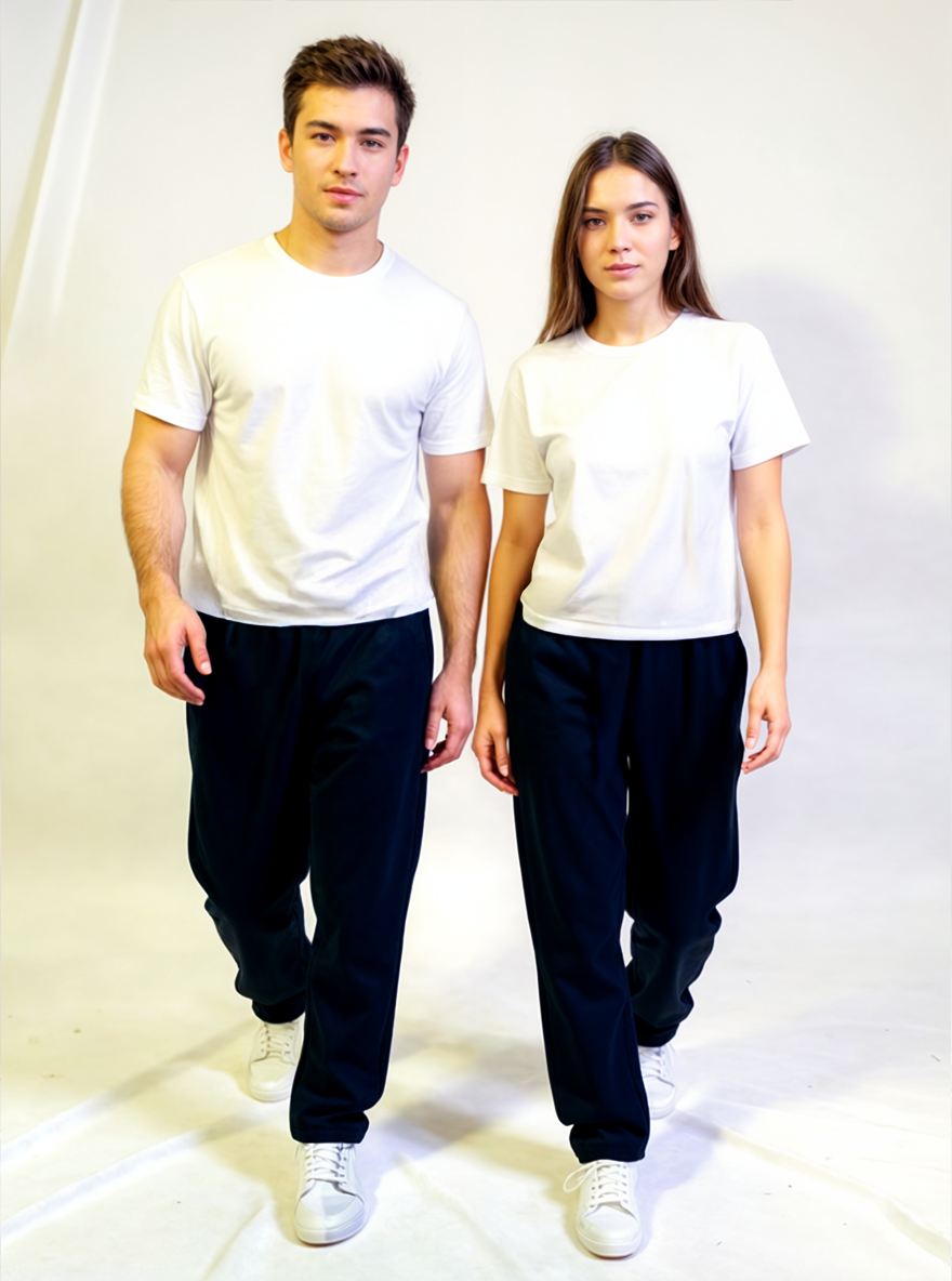 Unisex Black Cotton Pants