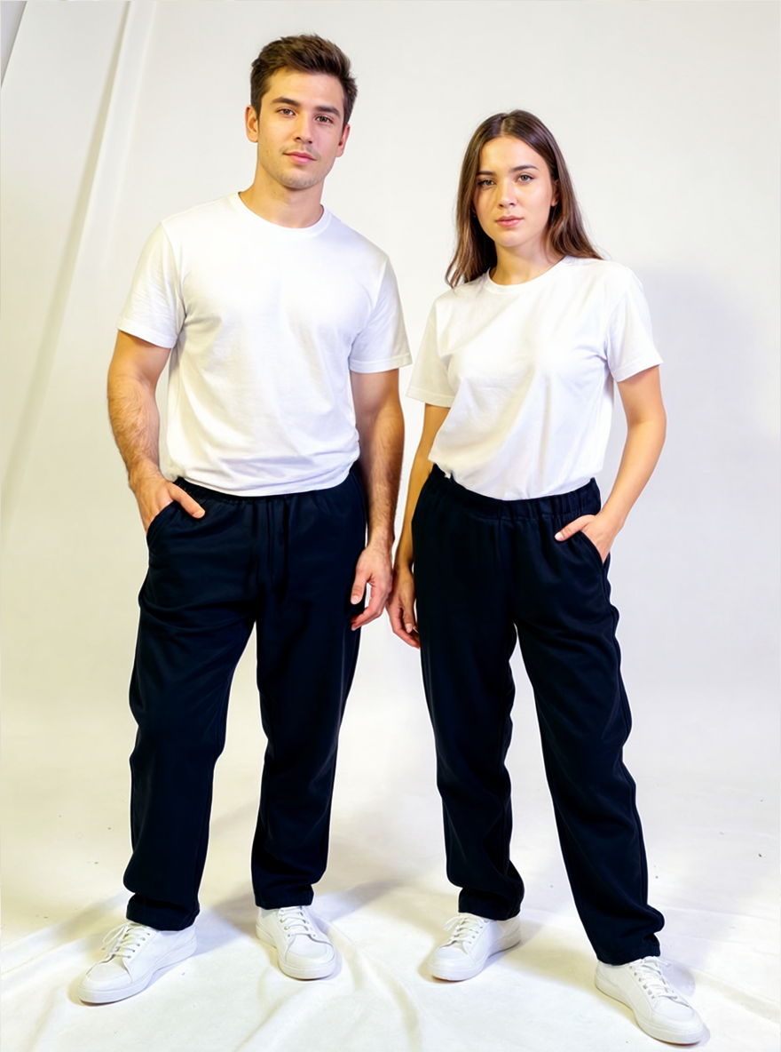 Unisex Black Cotton Pants